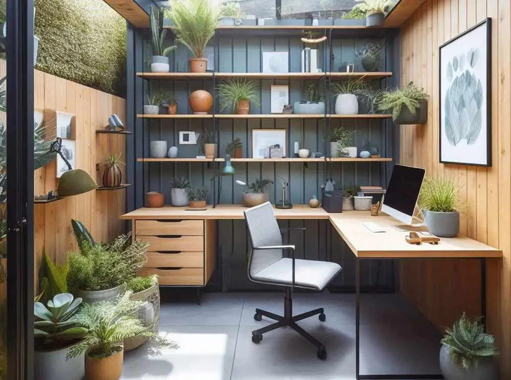 Summerhouse office with Plants