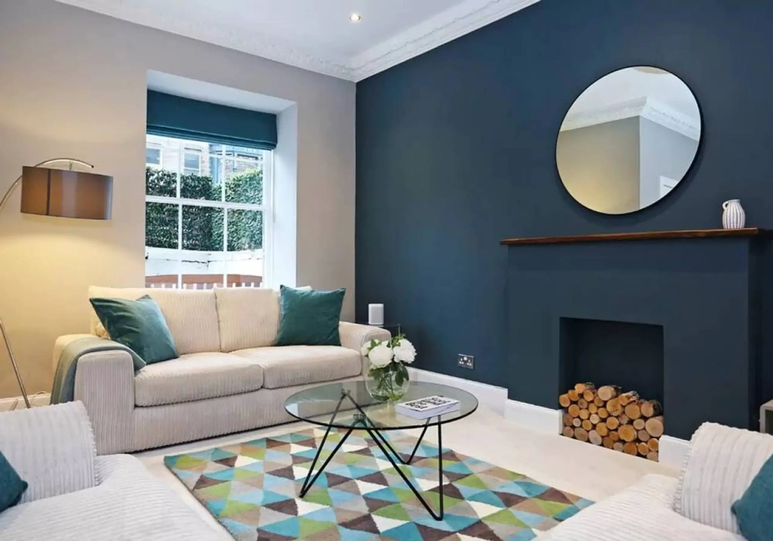 modern blue living room