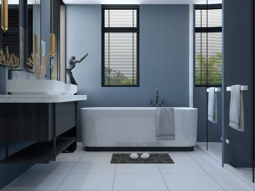 Blue Grey and White Bathroom