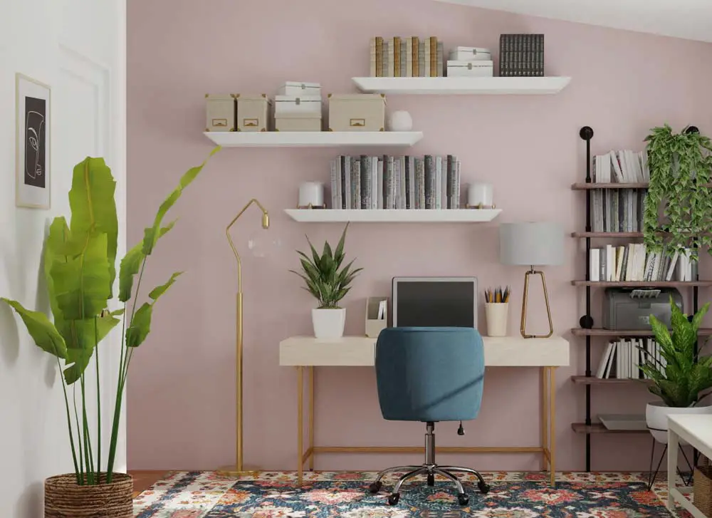 blush pink home office design