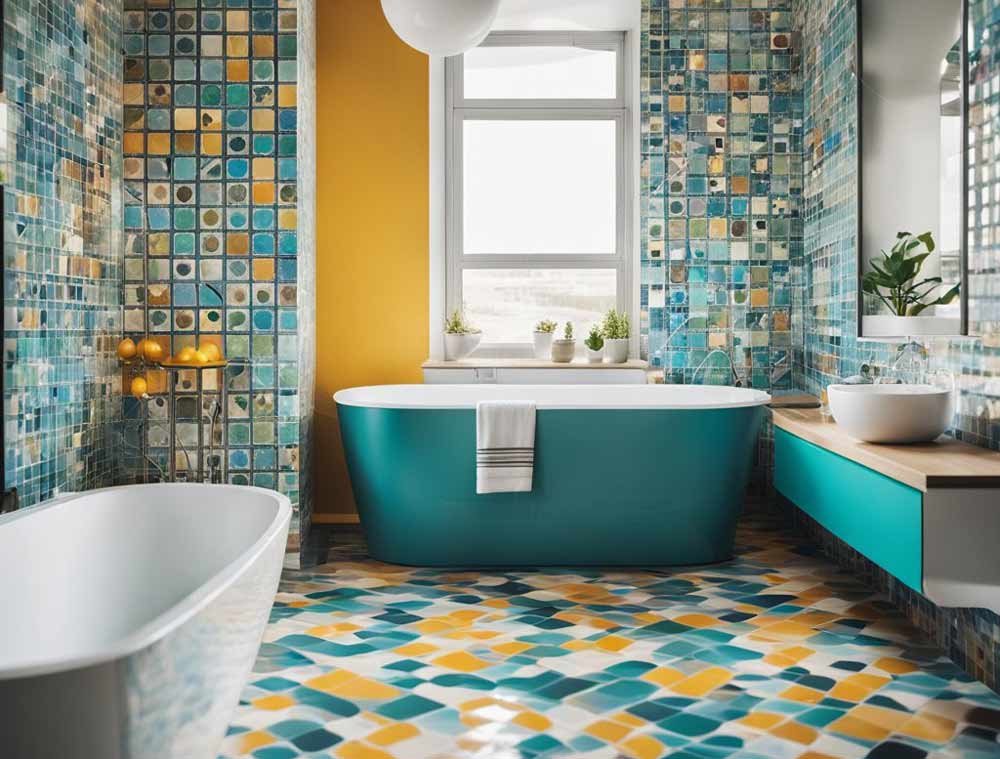 bold and vibrant bathroom decor colourful tiles