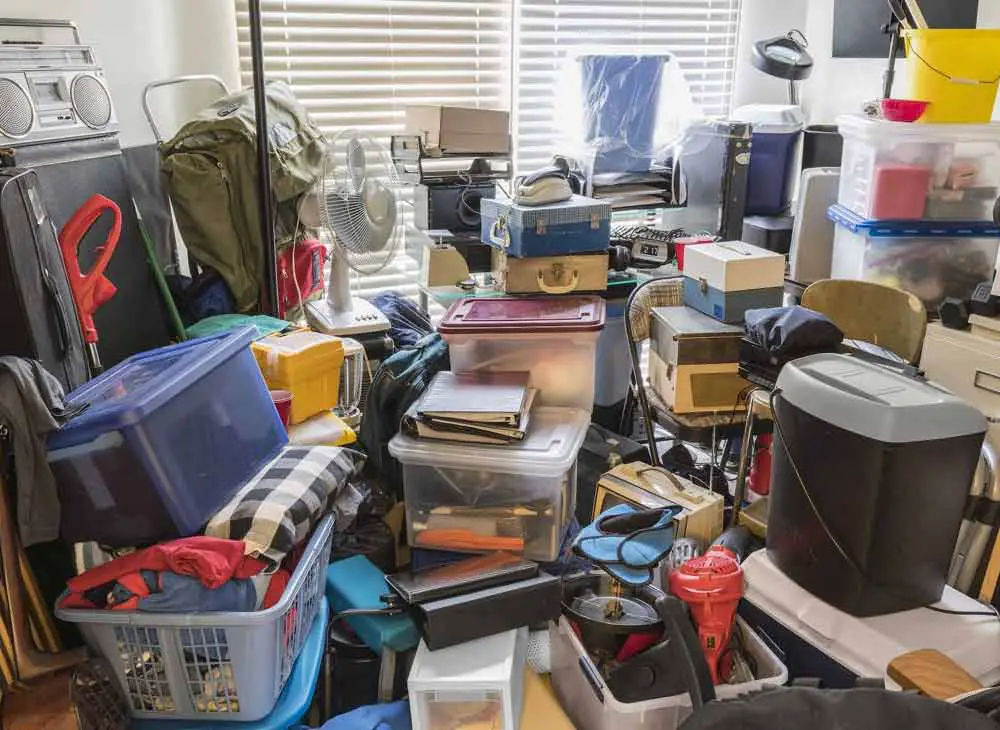 boxed up junk in room