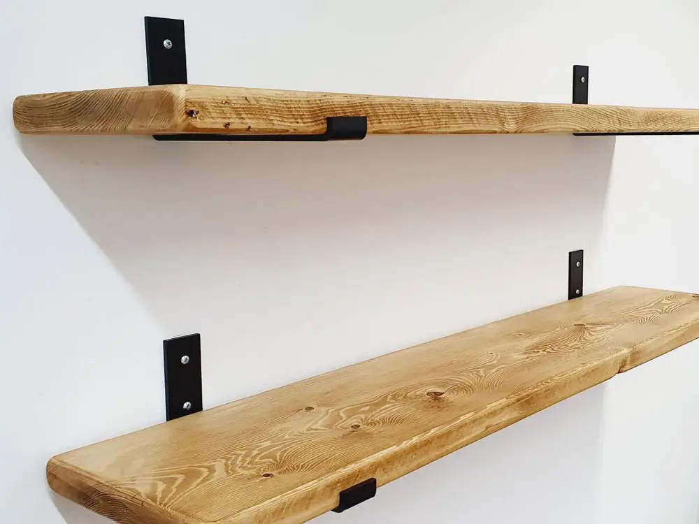 chunky rustic wood wall shelves