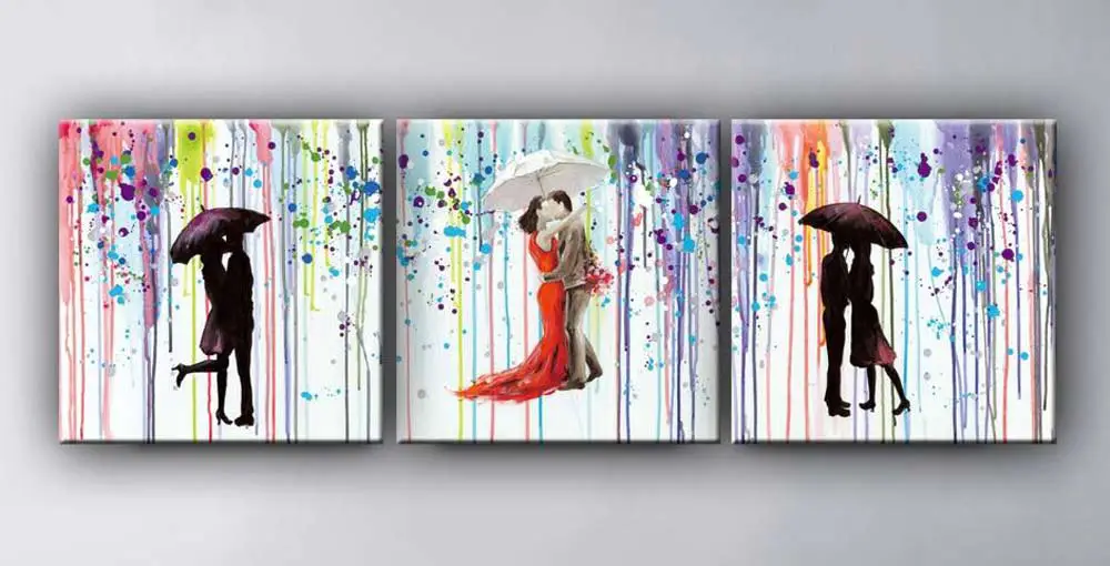 colourful-canvases-on-hallway-wall