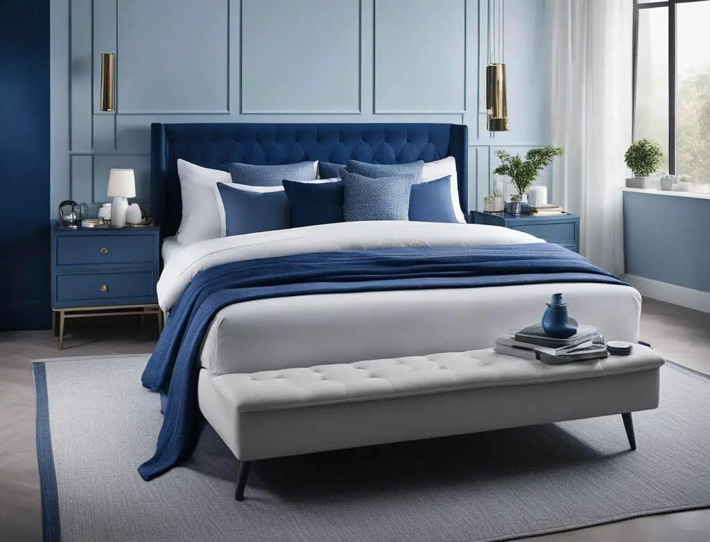 Contemporary Blue and White Bedroom
