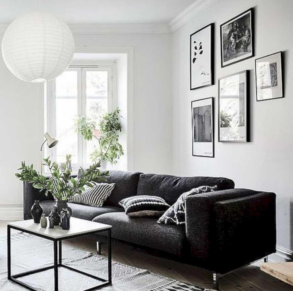 modern black and grey living room