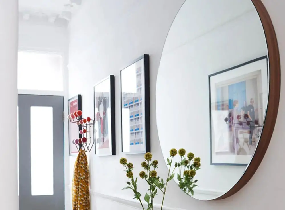 contemporary-round-mirror-in-modern-hallway