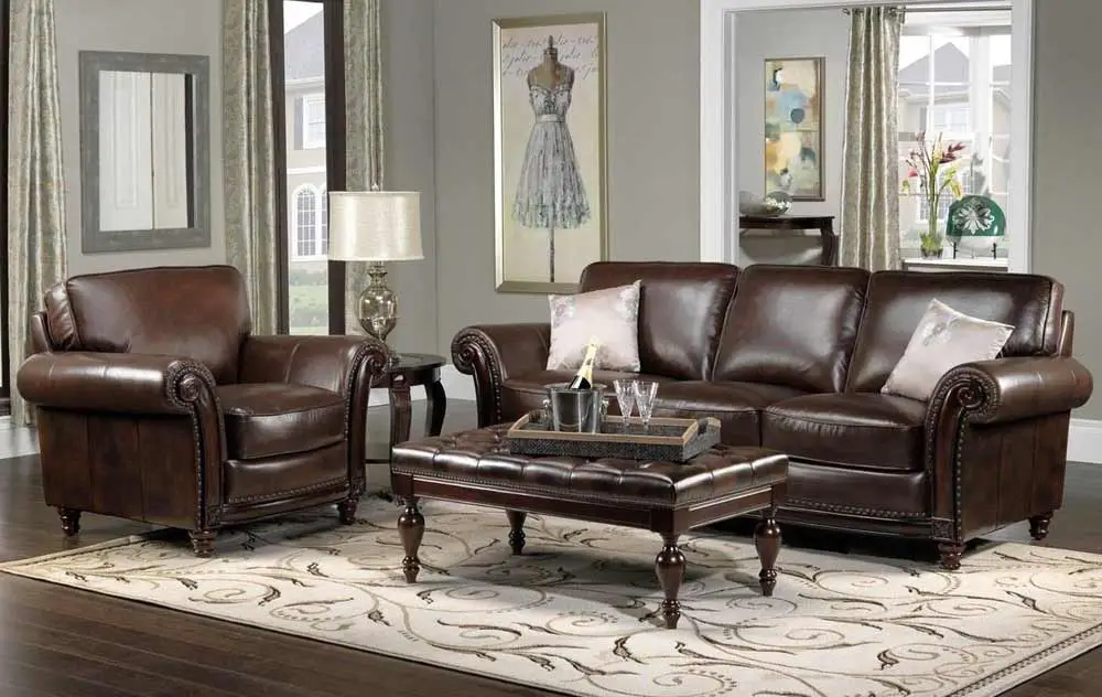 dark-brown-leather-sofa-light-grey-walls