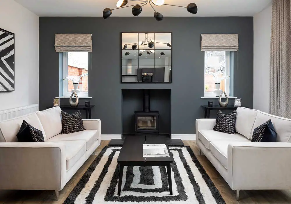 dark grey and cream living room