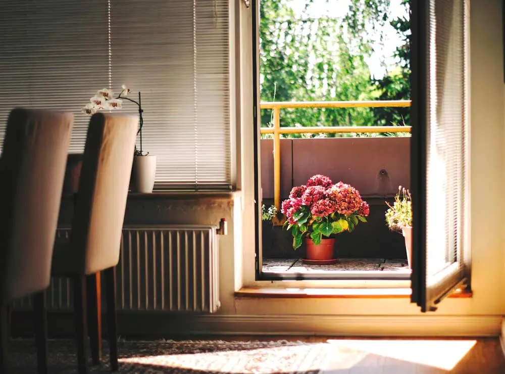 dining room with open balcony door