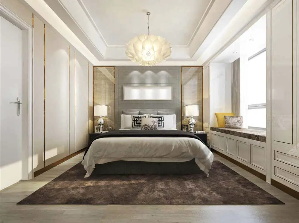 elegant statement lighting in luxury bedroom