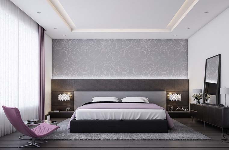 feminine-grey-purple-floral-bedroom