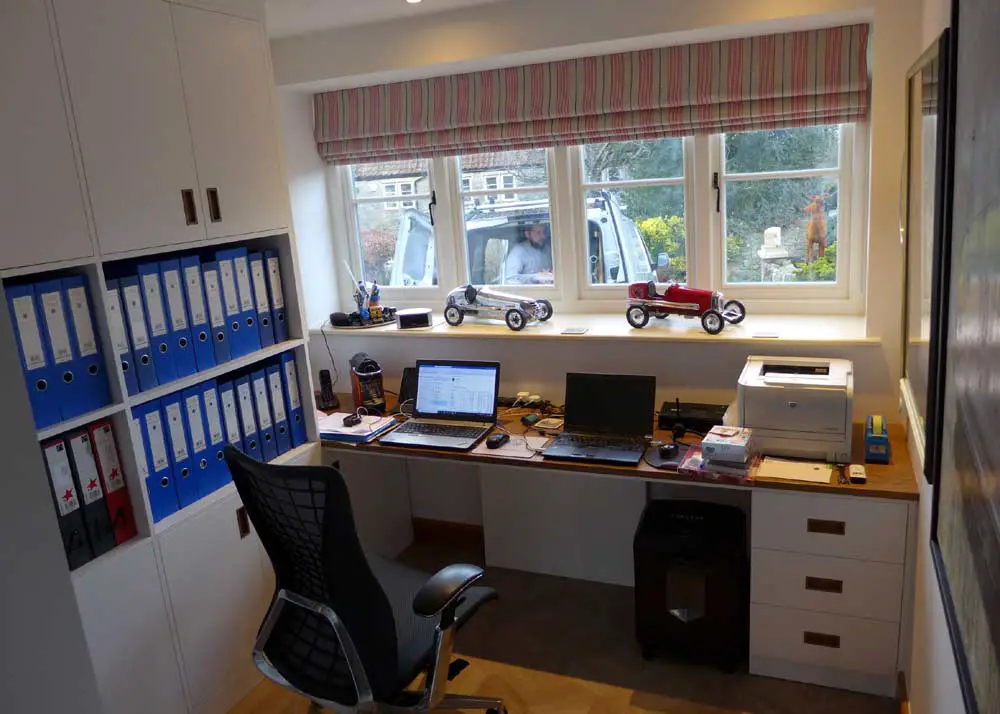 Garage Home Office with wall storage units