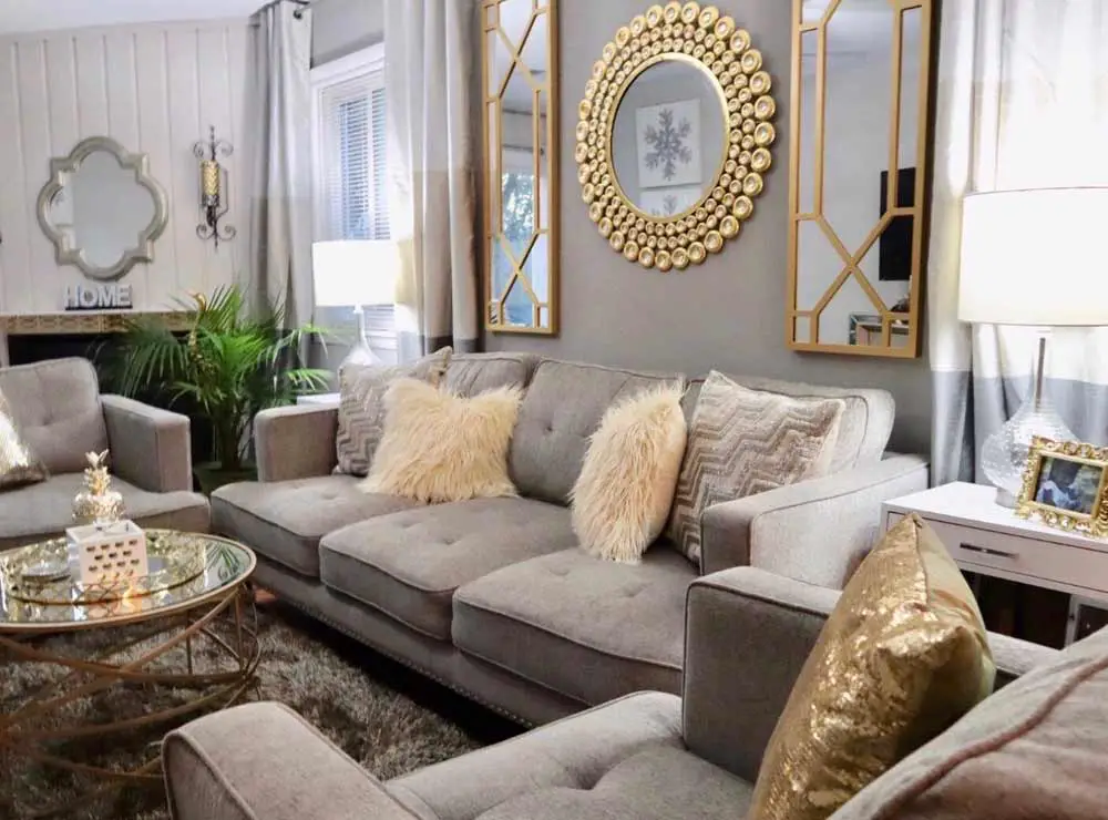 gold grey living room
