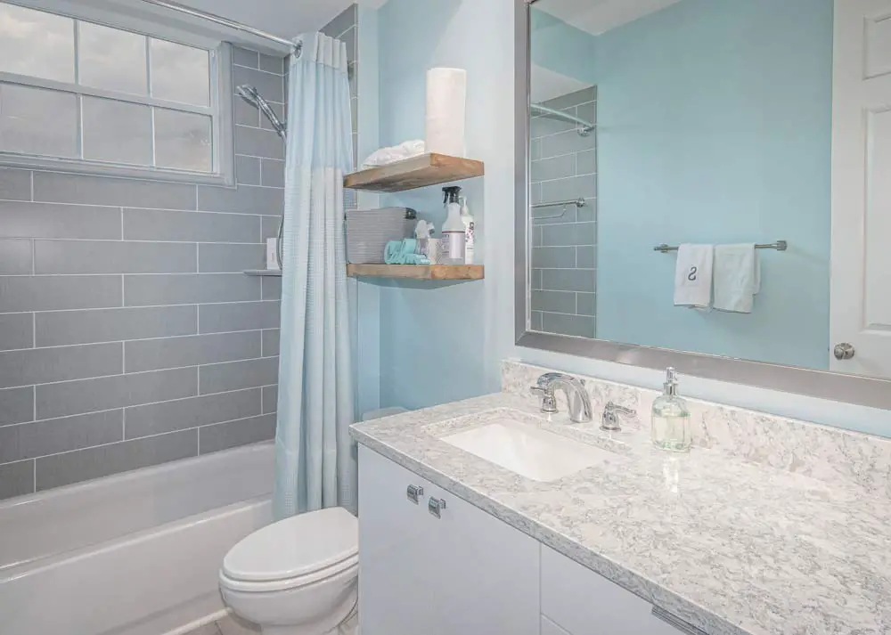 Grey and Light Blue Bathroom