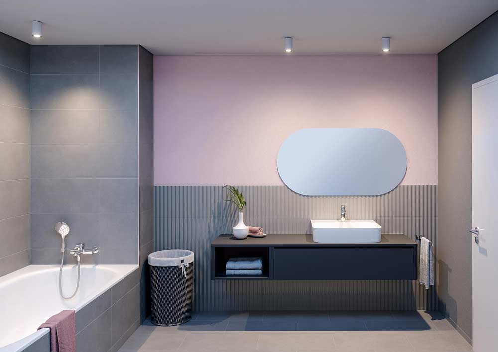 Grey and Lilac Bathroom
