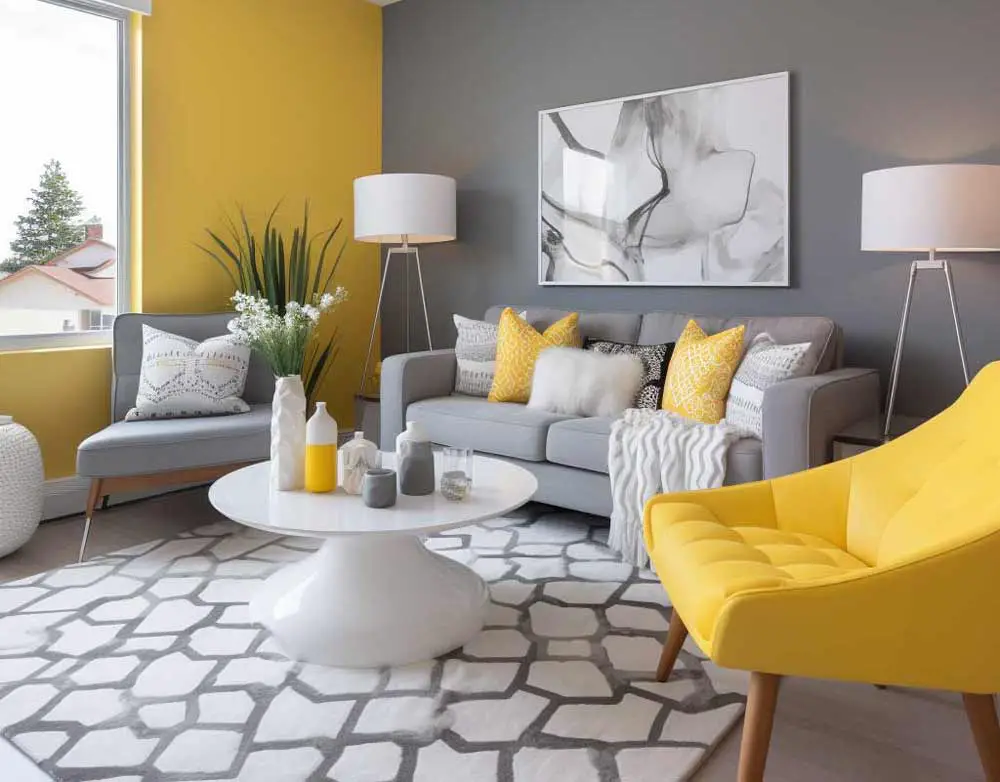 grey and mustard living room