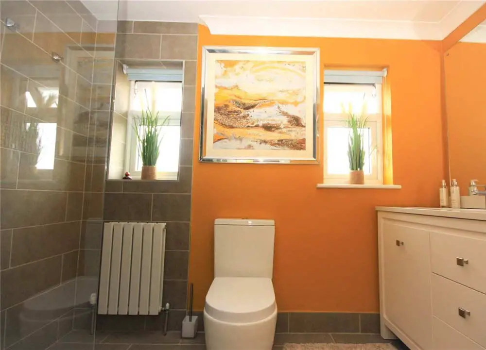 Grey and Orange Bathroom