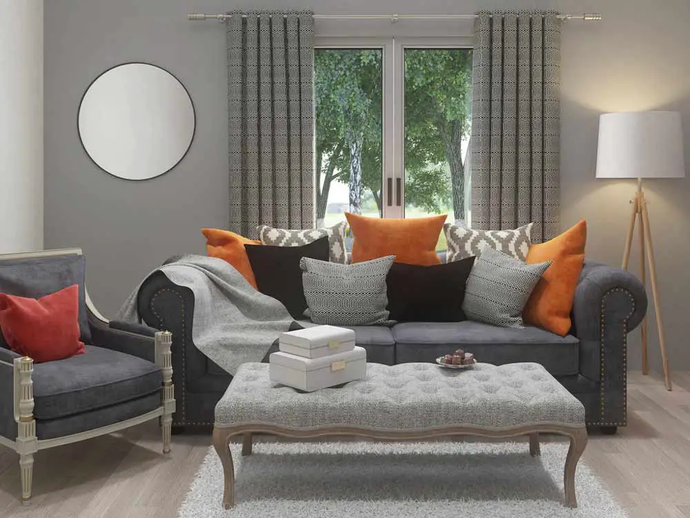 Grey and Orange Living Room