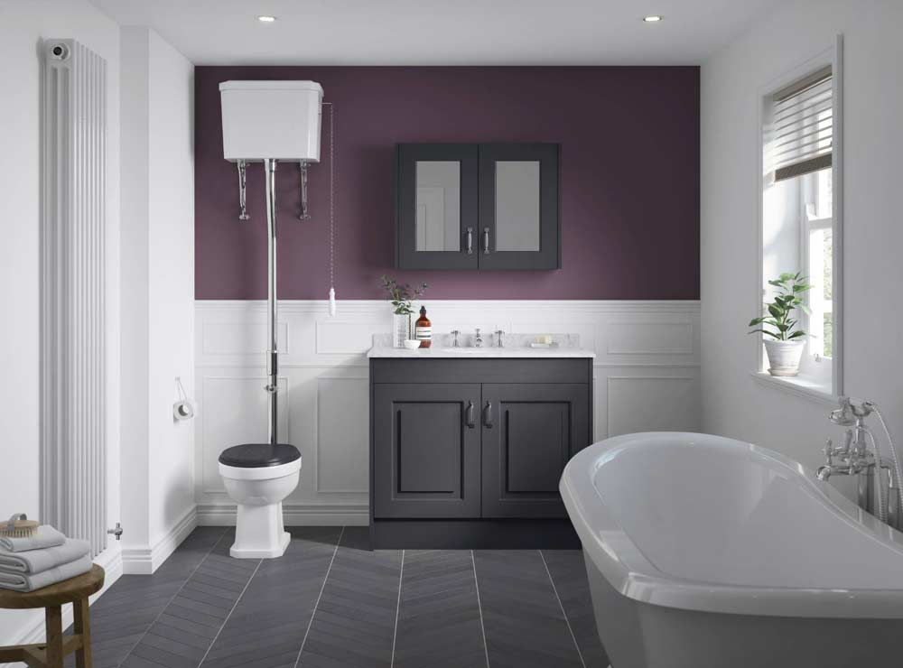 Grey and Purple Bathroom