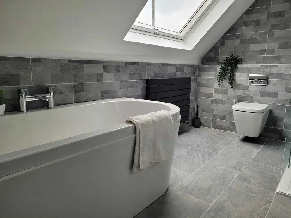Grey Bathroom with Grey Floor Tiles