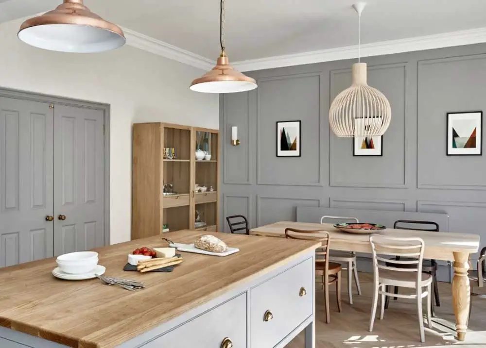 Grey Box Panelled Kitchen Wall