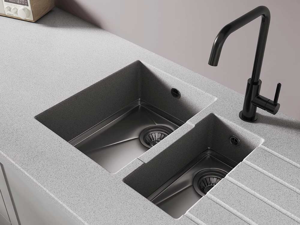 Grey composite integrated kitchen sink
