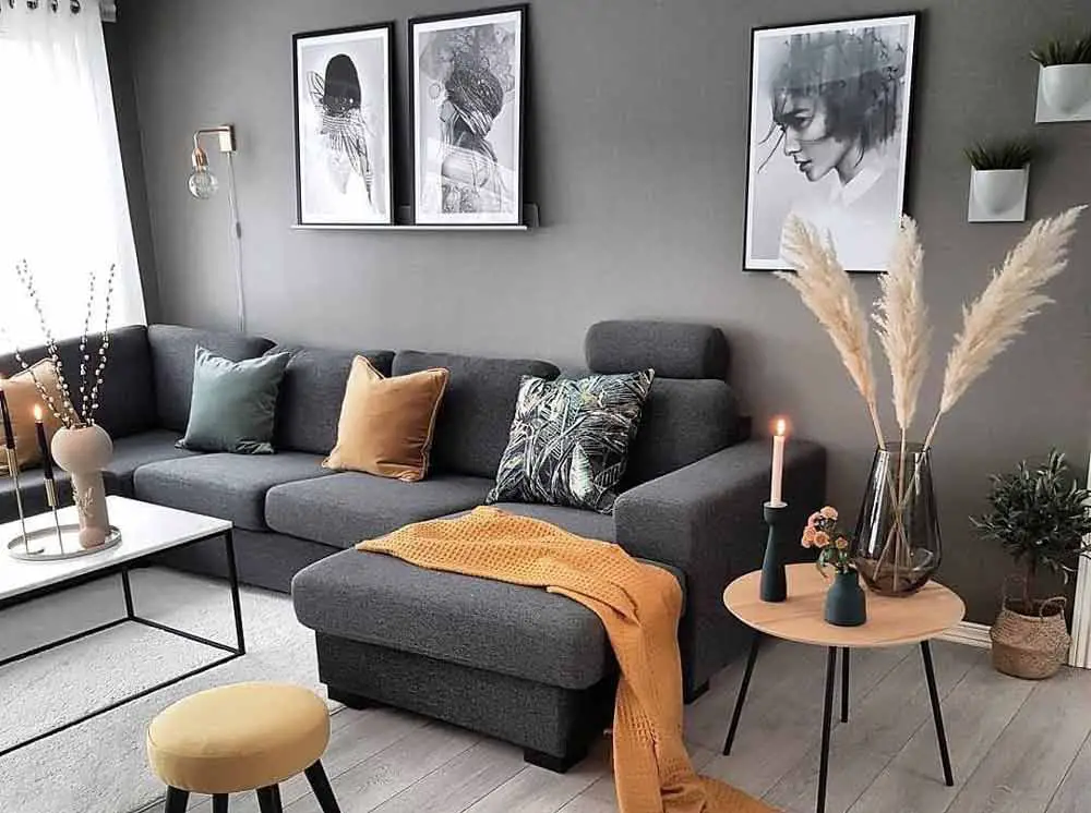 Grey room with gold accents deals