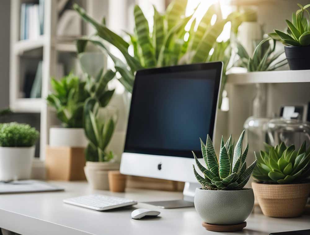 home-office-with-greenery-and-various-plants