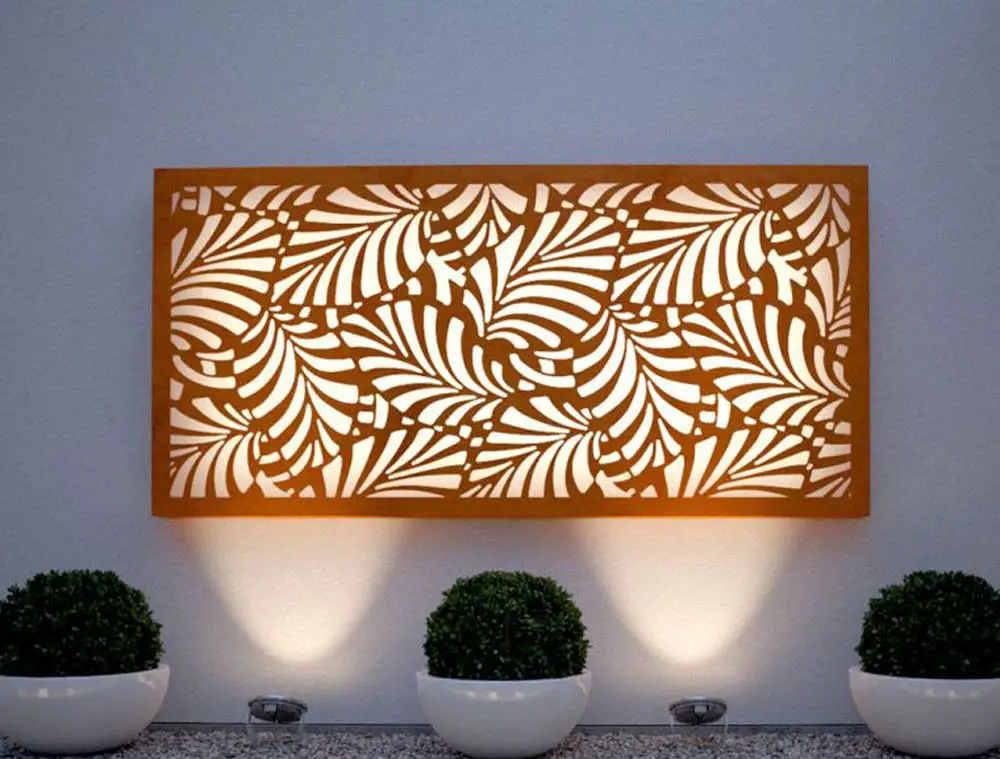 illuminated outdoor wall art