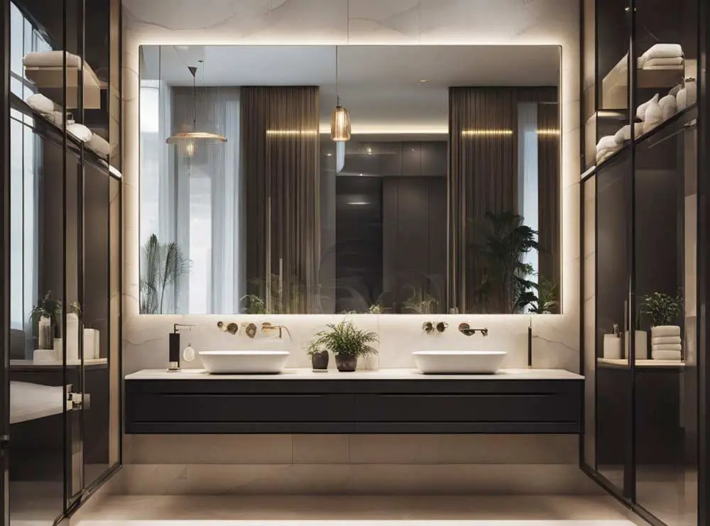 large mirrored bathroom