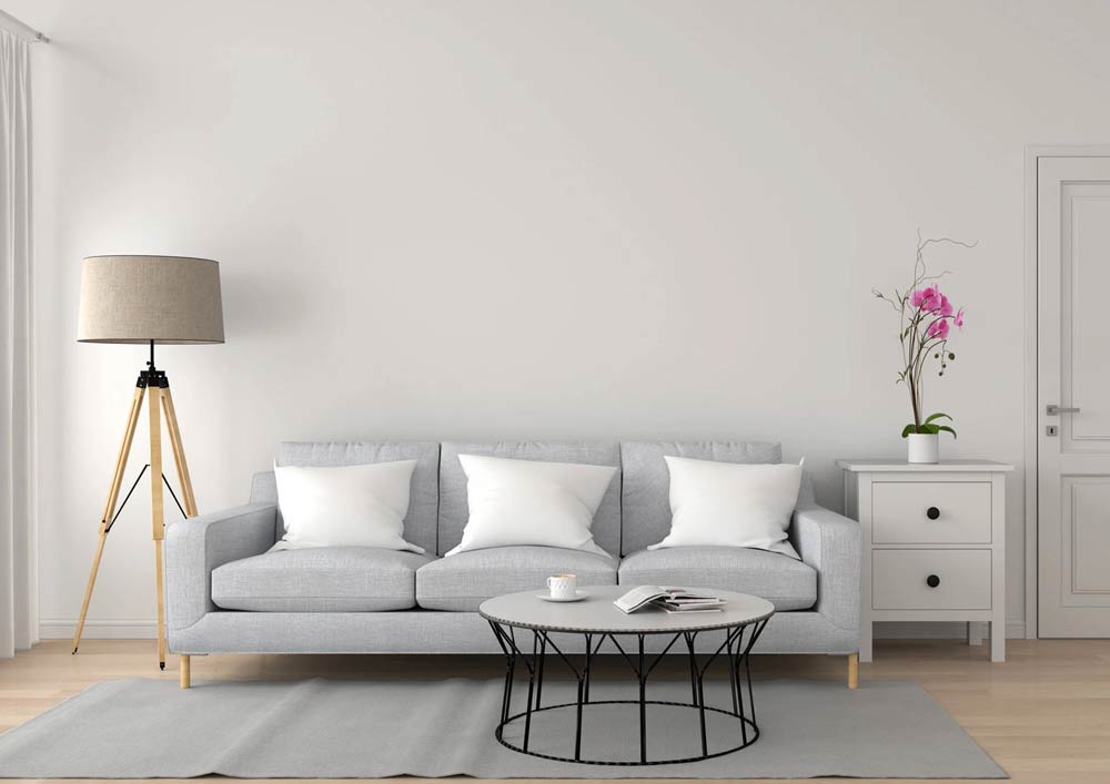 living room with blank white walls