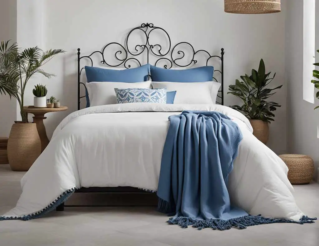 Mediterranean-Inspired Blue and White Bedroom