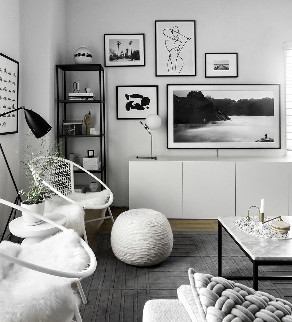 modern black and grey living room