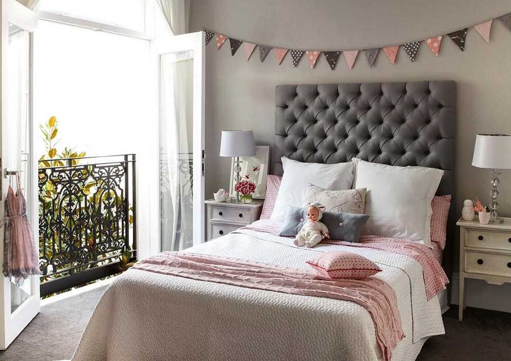 Modern Mediterranean Pink and Grey Bedroom