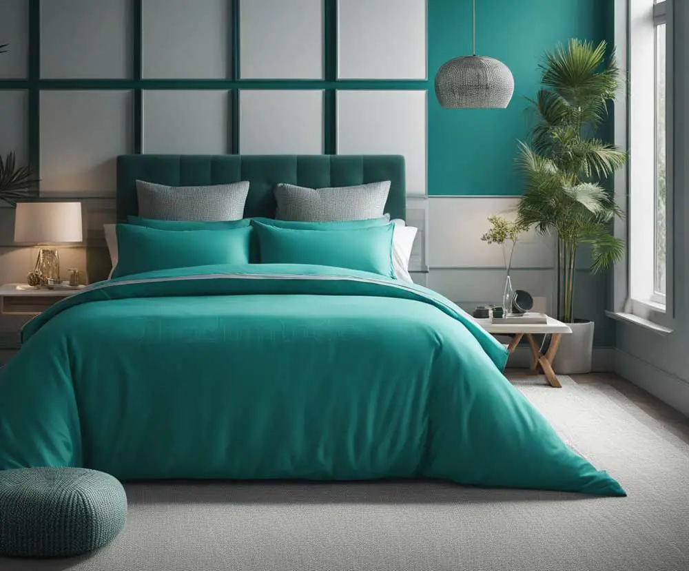 modern teal bedroom