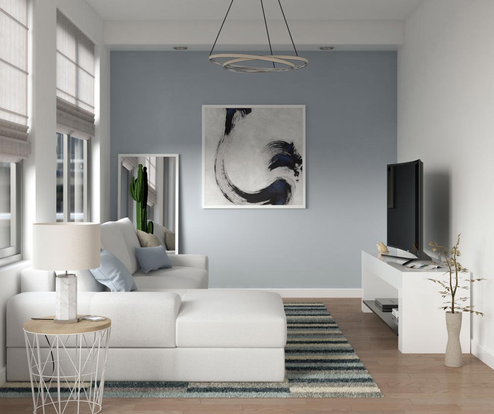 White Living Room With Grey Feature Wall Baci Living Room