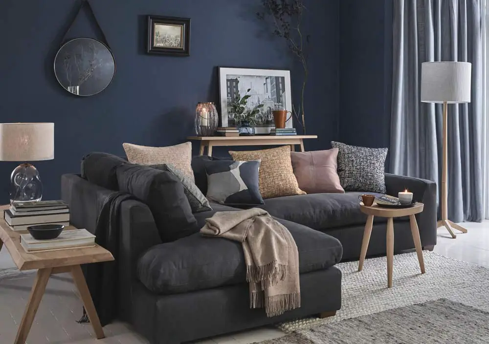 Gray Navy And Coral Living Room