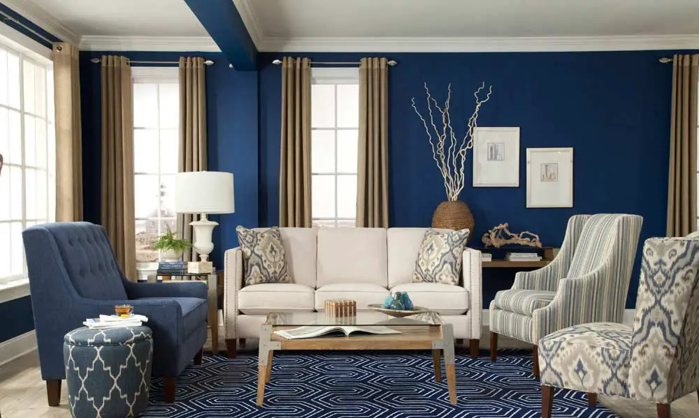 navy and grey living room walls