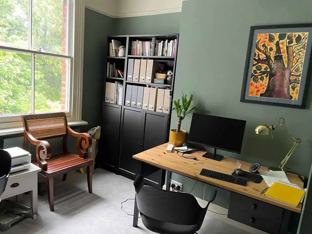 olive green home office