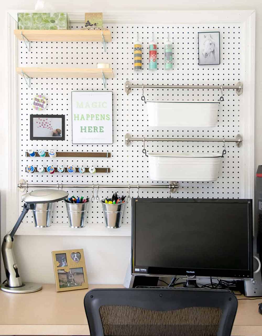 Peg Board Organiser in Home Office