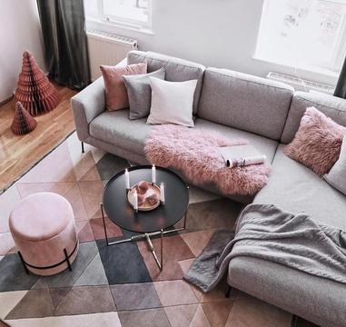 pink and grey lounge room