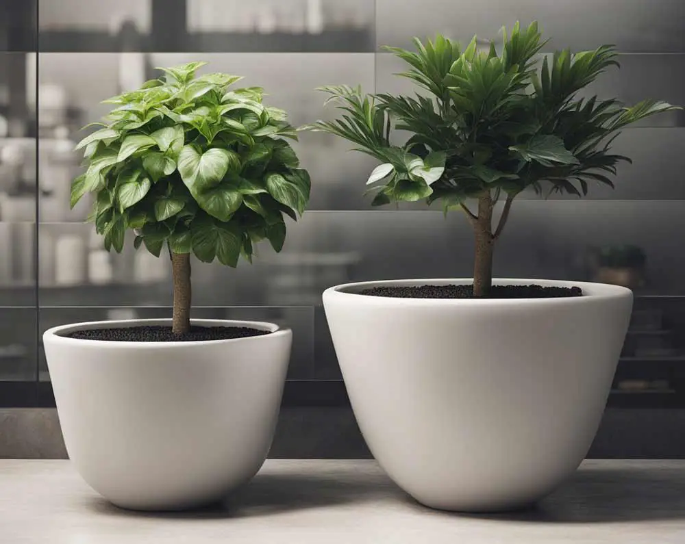 potted plants in bathroom