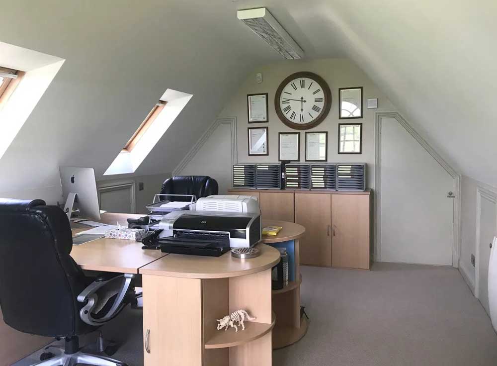 productive home office in loft