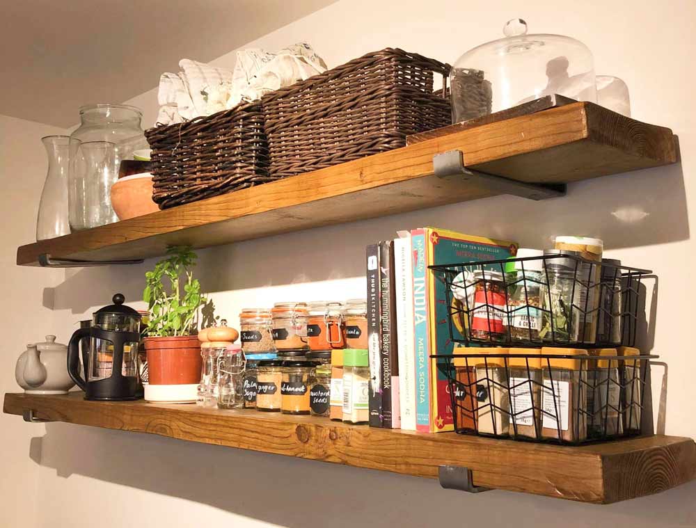 rustic-wood-kitchen-wall-shelves