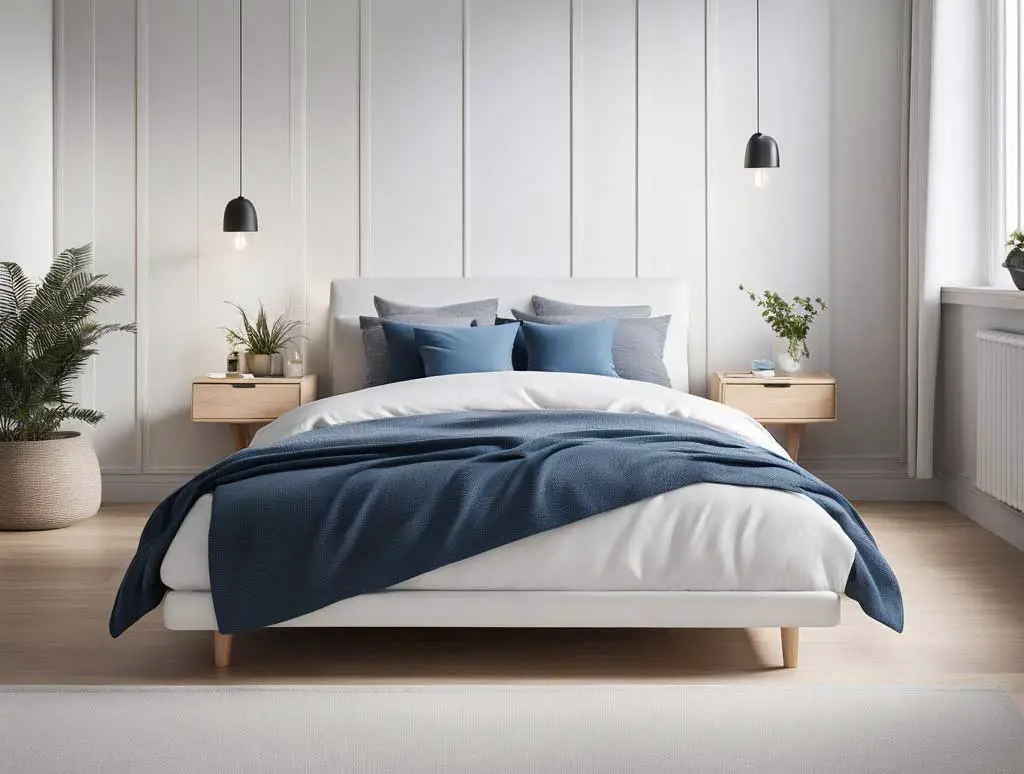 Scandinavian Inspired Blue and White Bedroom
