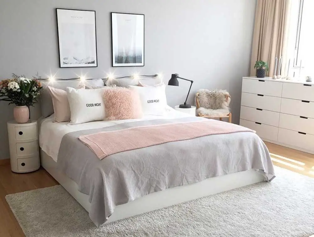 Soft Pastels Grey and Pink Bedroom