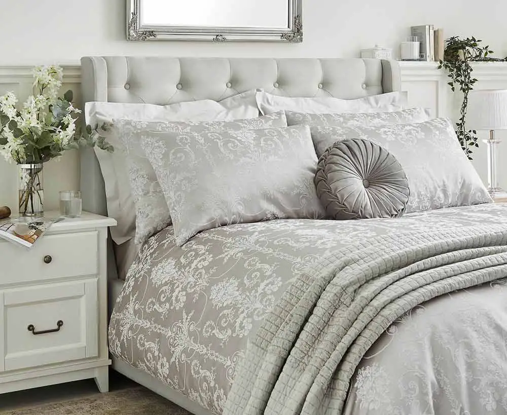 stylish grey and silver bedroom