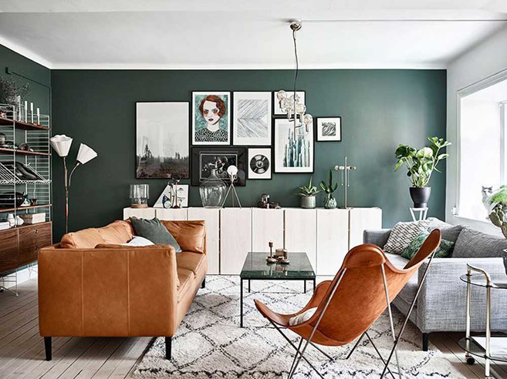 Tan Sofa Grey Walls Baci Living Room
