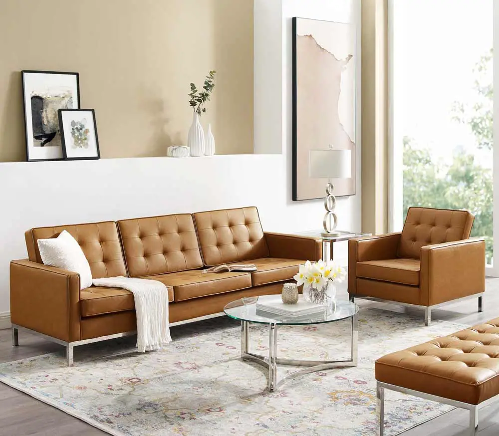 tan-silver-leather-sofa-with-beige-wall